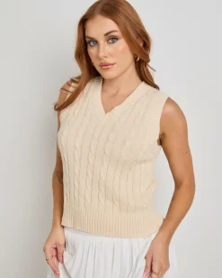 Outlet On Campus Cable Knit Vest Women Jackets & Coats