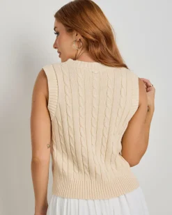 Outlet On Campus Cable Knit Vest Women Jackets & Coats
