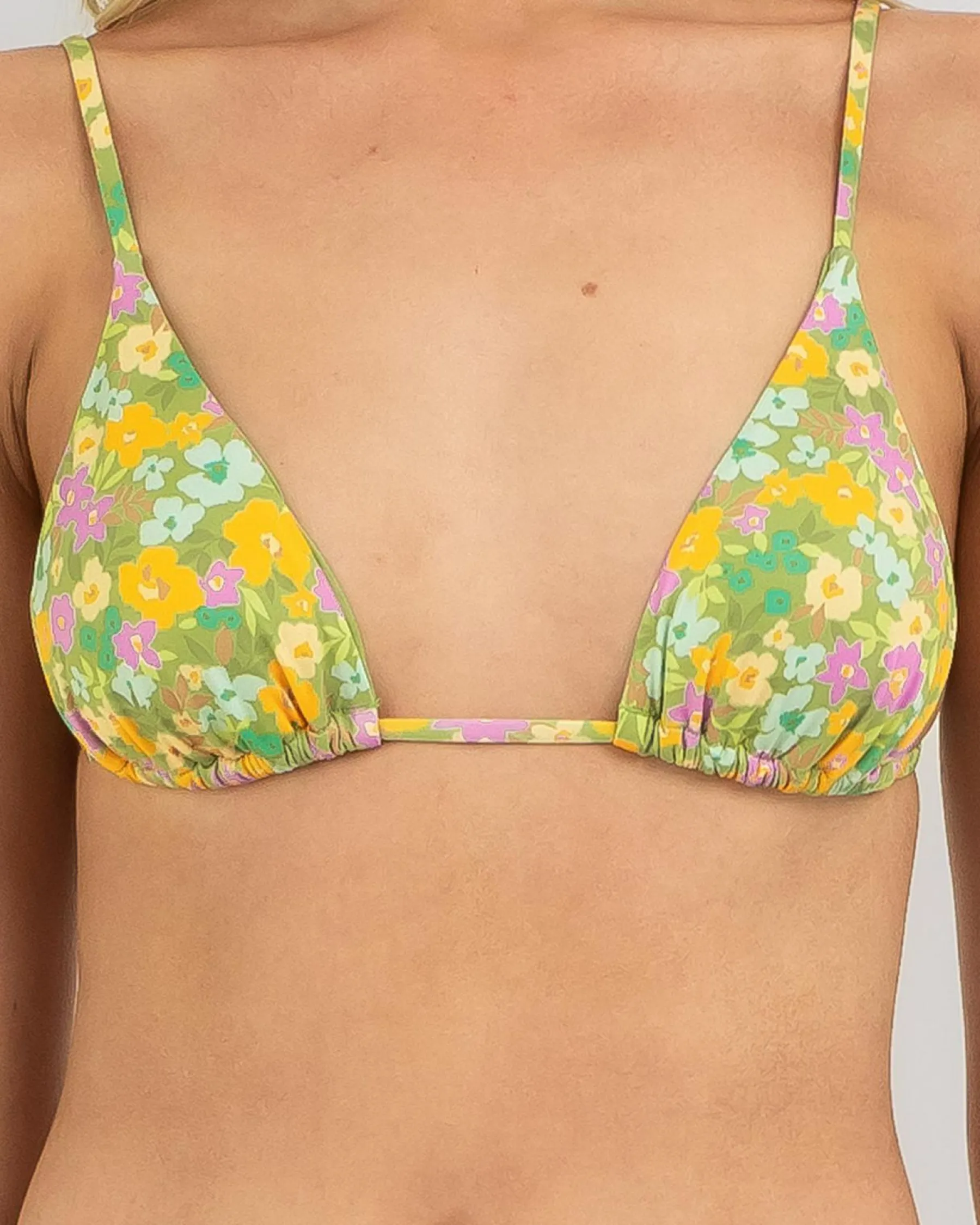 Bikinis*Billabong On The Bright Side Tall Sliding Triangle Bikini Top Palm Green