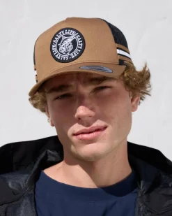 Headwear*Salty Life Once Bitten 3.0 Trucker Cap Tan/black