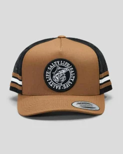 Headwear*Salty Life Once Bitten 3.0 Trucker Cap Tan/black