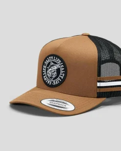 Headwear*Salty Life Once Bitten 3.0 Trucker Cap Tan/black