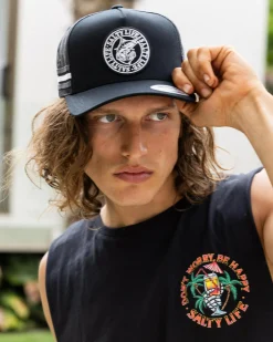 Headwear*Salty Life Once Bitten 3.0 Trucker Cap Black/black