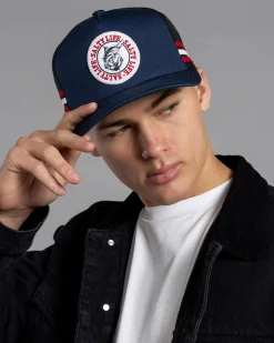 Headwear*Salty Life Once Bitten 4.0 Trucker Cap Blue/white/red