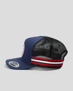 Headwear*Salty Life Once Bitten 4.0 Trucker Cap Blue/white/red