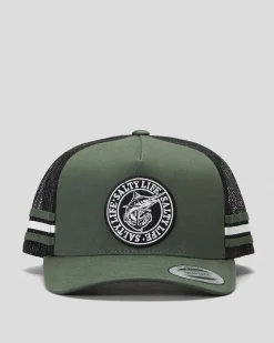 Headwear*Salty Life Once Bitten 3.0 Trucker Cap Army Green/black