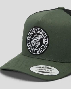 Headwear*Salty Life Once Bitten 3.0 Trucker Cap Army Green/black
