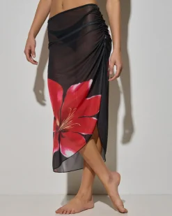Sarongs*Kaiami Ophelia Cover Up Black/red