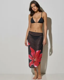 Sarongs*Kaiami Ophelia Cover Up Black/red
