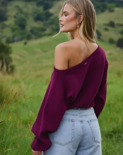 Clearance Ophelia Off Shoulder Knit Jumper Women Knitwear|Jumpers & Hoodies