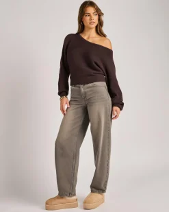 Hot Ophelia Off Shoulder Knit Jumper Women Knitwear|Jumpers & Hoodies