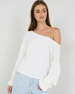New Ophelia Off Shoulder Knit Jumper Women Knitwear|Jumpers & Hoodies