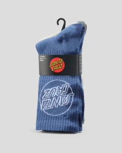 Socks*Santa Cruz Opus Dot Crew Socks 2 Pack Blue Tie Dye/concrete Tie Dye