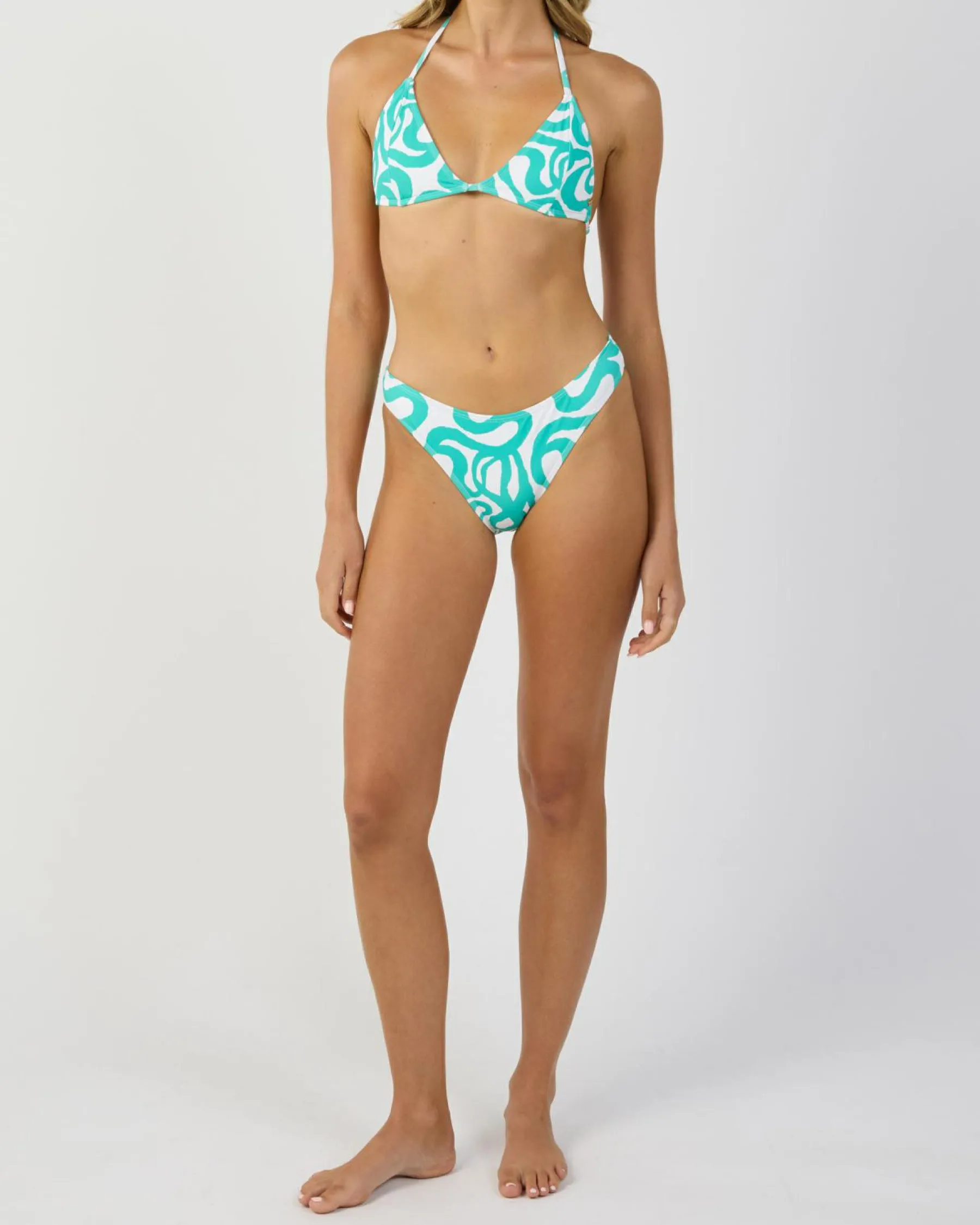 Bikinis*Kaiami Orbit Triangle Bikini Top White/green