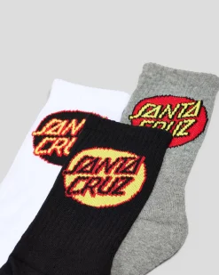 Socks*Santa Cruz Other Dot Crew Socks 3 Pack Black-white-gmarle