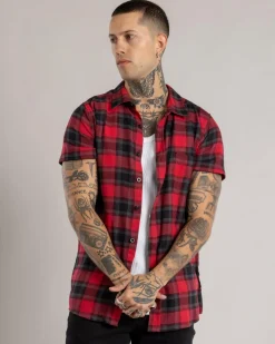 Tops & T-Shirts*Dexter Outlander Short Sleeve Shirt Red/black Check