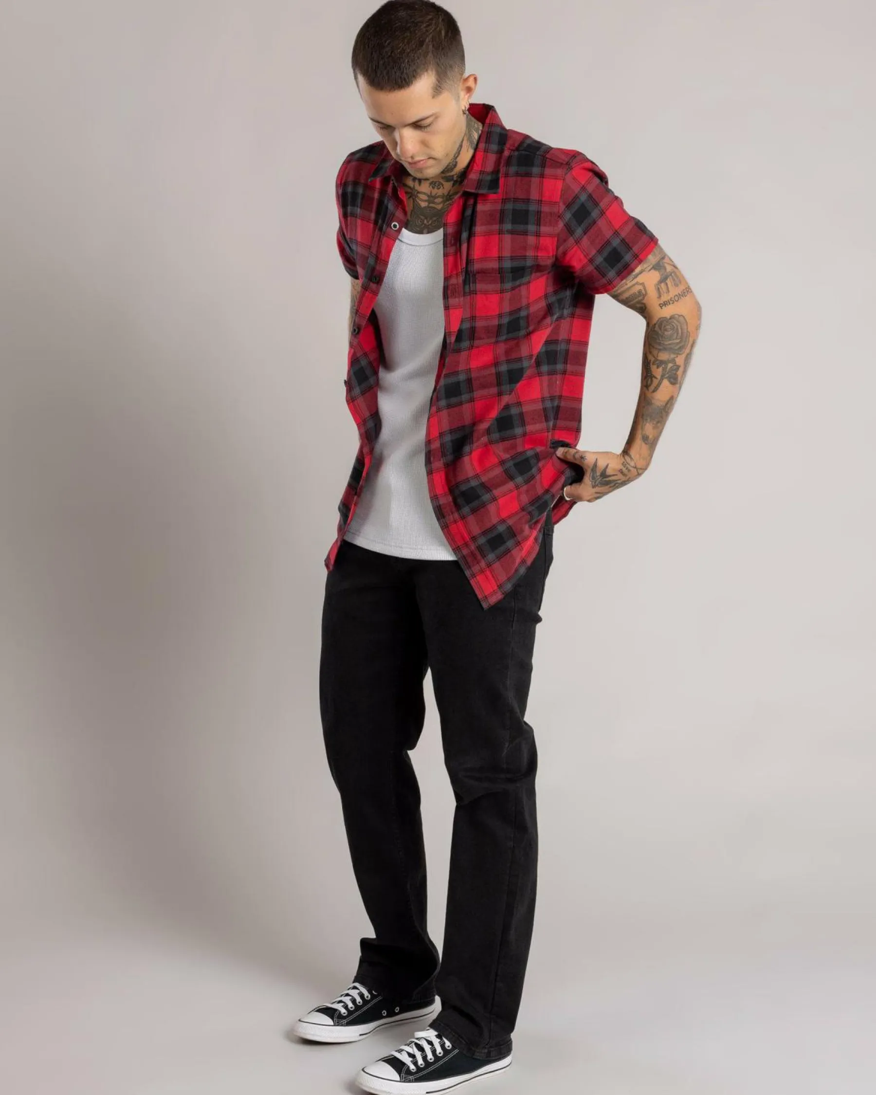 Tops & T-Shirts*Dexter Outlander Short Sleeve Shirt Red/black Check