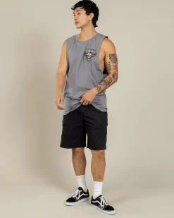 Tops & T-Shirts*Dexter Outlaw Spirit Muscle Tank Lt Grey Acid