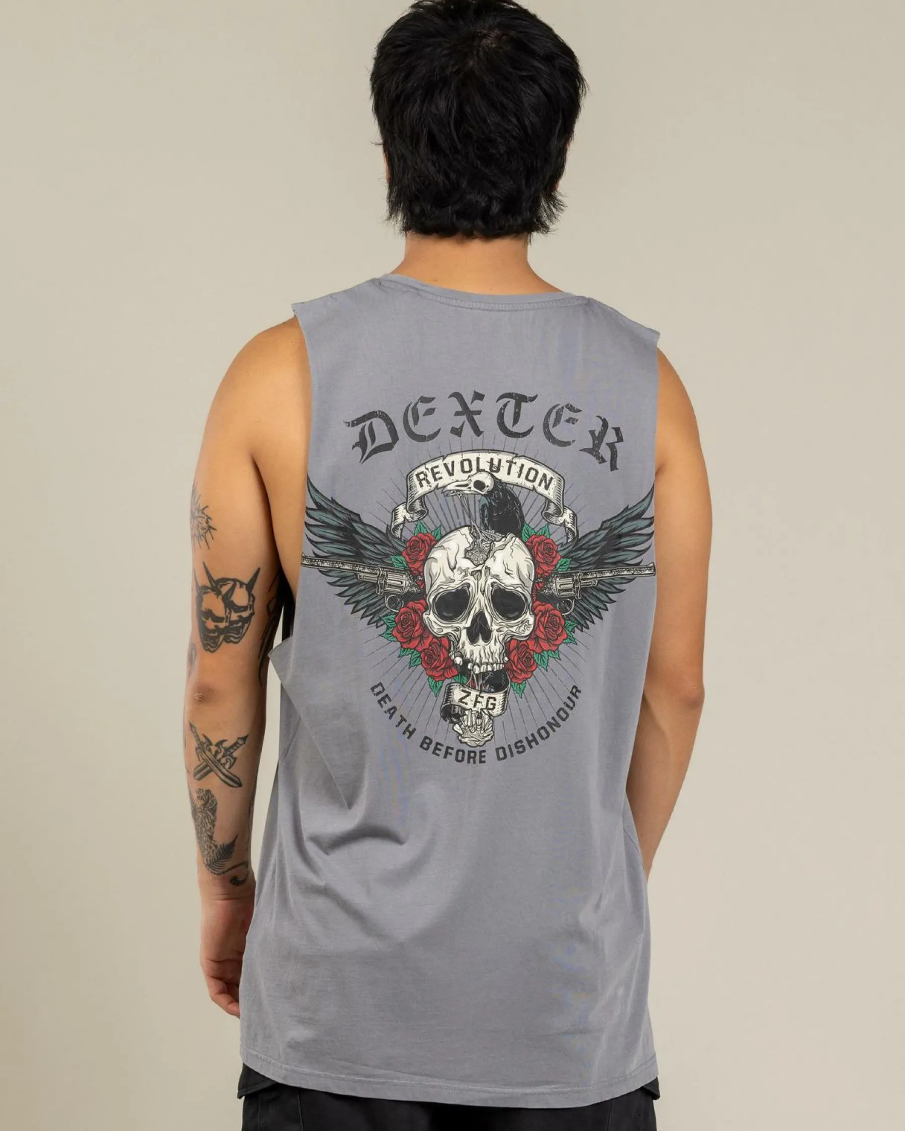 Tops & T-Shirts*Dexter Outlaw Spirit Muscle Tank Lt Grey Acid