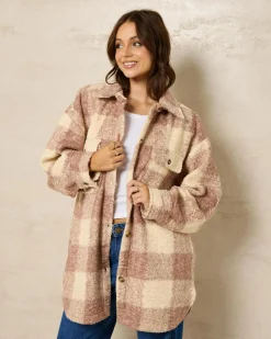 Jackets & Coats*Roxy Over And Above Jacket Warm Taupe Be Bold Plaid