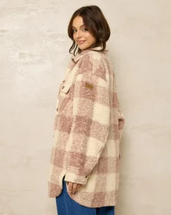 Jackets & Coats*Roxy Over And Above Jacket Warm Taupe Be Bold Plaid