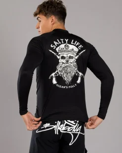 Rashies*Salty Life Overboard Long Sleeve Rash Vest Black