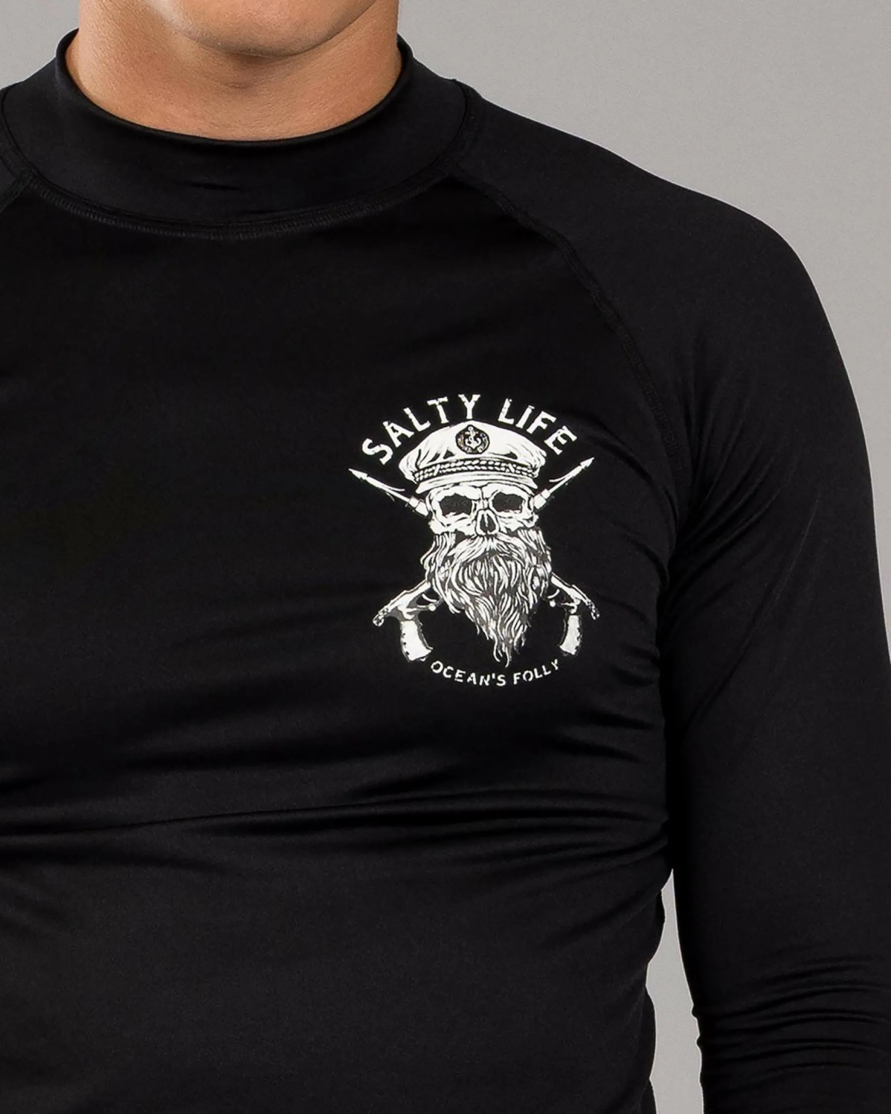 Rashies*Salty Life Overboard Long Sleeve Rash Vest Black
