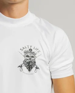 Rashies*Salty Life Overboard Short Sleeve Rash Vest White