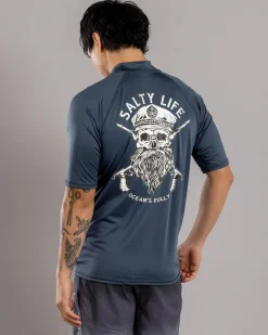 Rashies*Salty Life Overboard Short Sleeve Rash Vest Charcoal