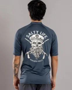 Rashies*Salty Life Overboard Short Sleeve Rash Vest Charcoal