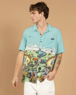 Tops & T-Shirts*The Mad Hueys Oz Straya Short Sleeve Shirt Aqua
