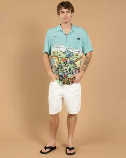 Tops & T-Shirts*The Mad Hueys Oz Straya Short Sleeve Shirt Aqua