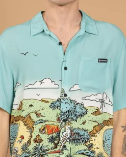 Tops & T-Shirts*The Mad Hueys Oz Straya Short Sleeve Shirt Aqua