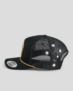 Headwear*The Mad Hueys Oz Straya Trucker Cap Black