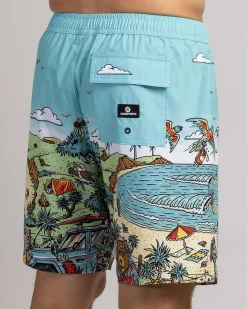 Board Shorts|Shorts & Bottoms*The Mad Hueys Oz Straya Volley Shorts Aqua