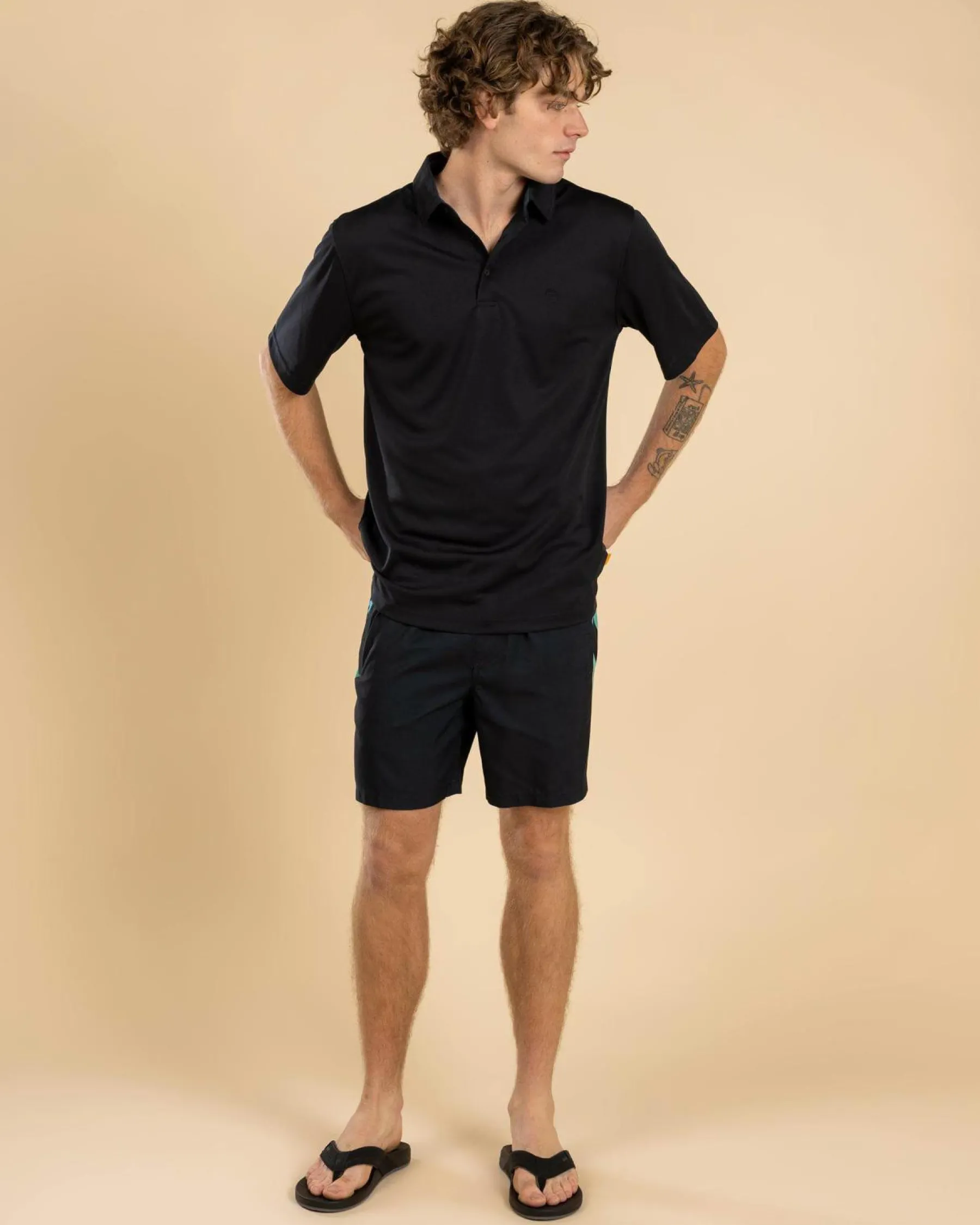 Tops & T-Shirts*Quiksilver Pacific Polo Shirt Black