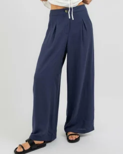 Linen Blend|Bottoms*Wits The Label Palazzo Pants Navy