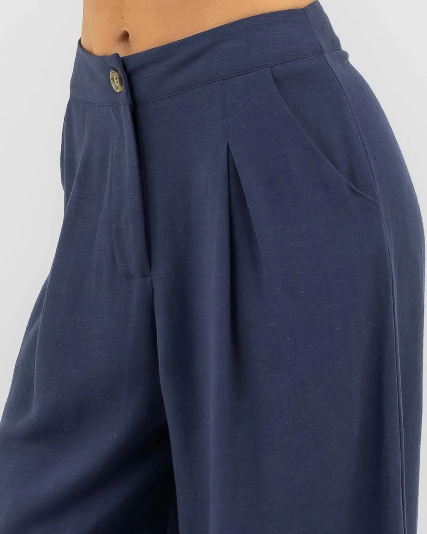 Linen Blend|Bottoms*Wits The Label Palazzo Pants Navy