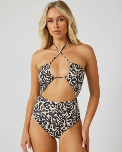 One Pieces*Billabong Palm Grove Drew One Piece Swimsuit Off Black