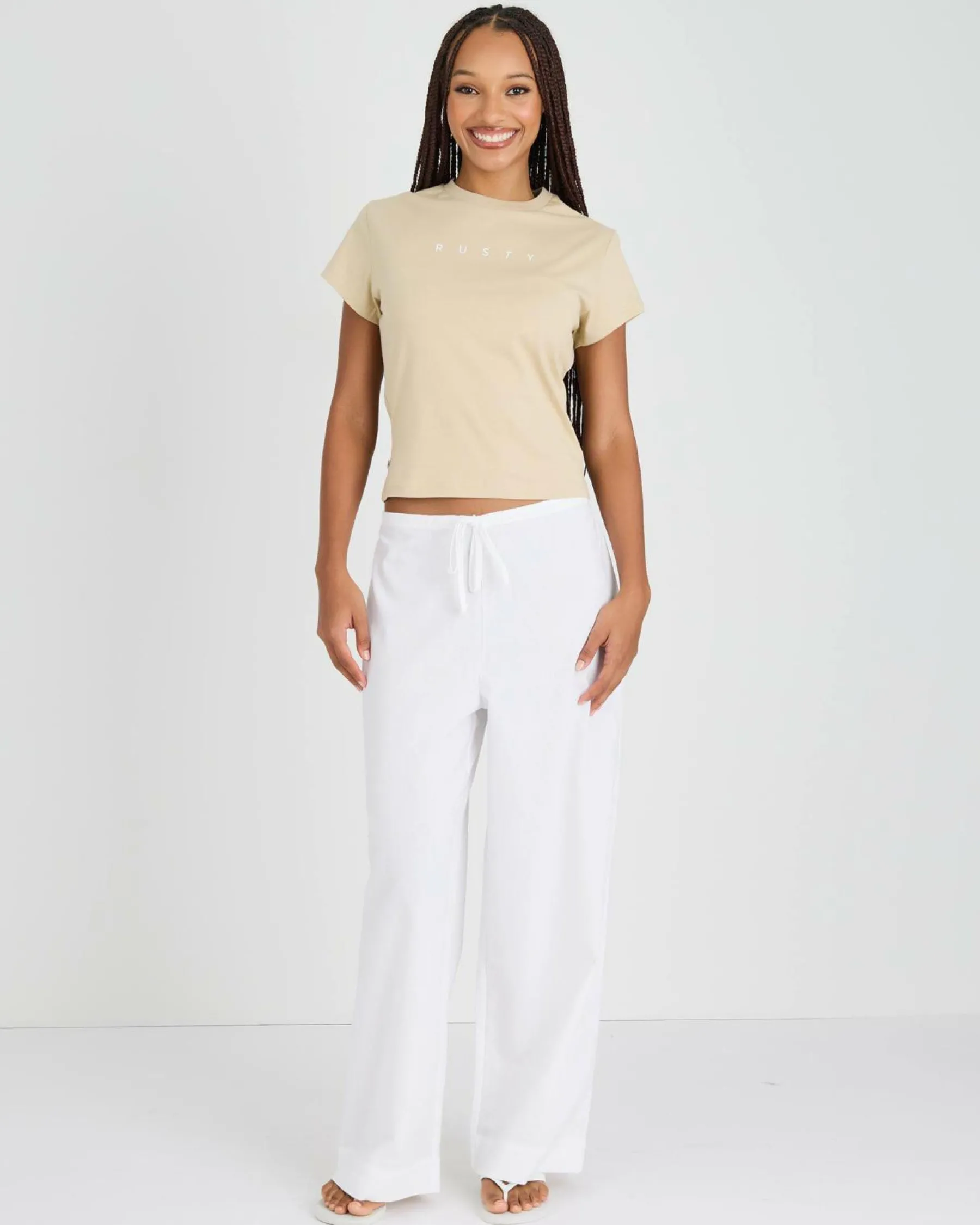 Linen Blend|Bottoms*Rusty Palm Springs Pants Bright White