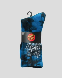 Socks*Santa Cruz Palm Stack Crew Socks 2 Pack Cobalt Tiedye/ Lime Tiedye