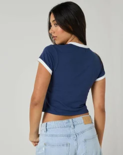Tops*Santa Cruz Palm Strip Mono Front T-Shirt Dark Blue