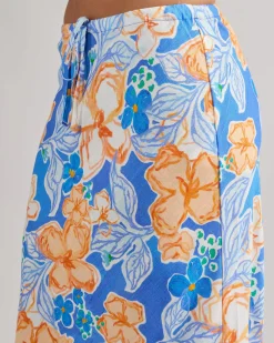 New Paradise Floral Bias Cut Maxi Skirt Women Linen Blend|Bottoms