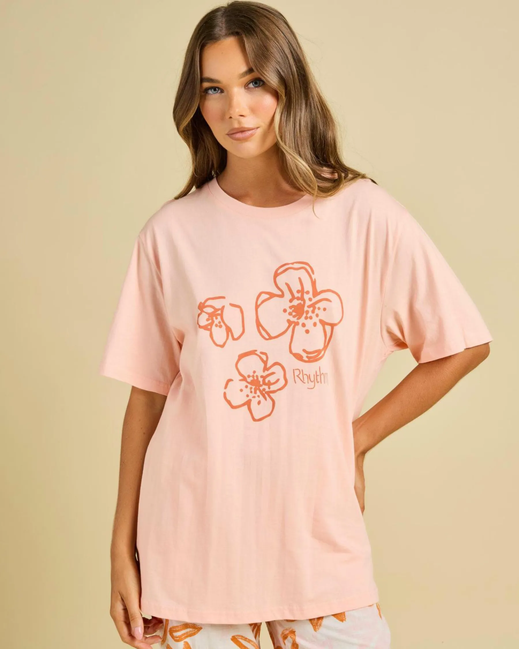 Tops*Rhythm Paradise Floral Oversized T-Shirt Pink