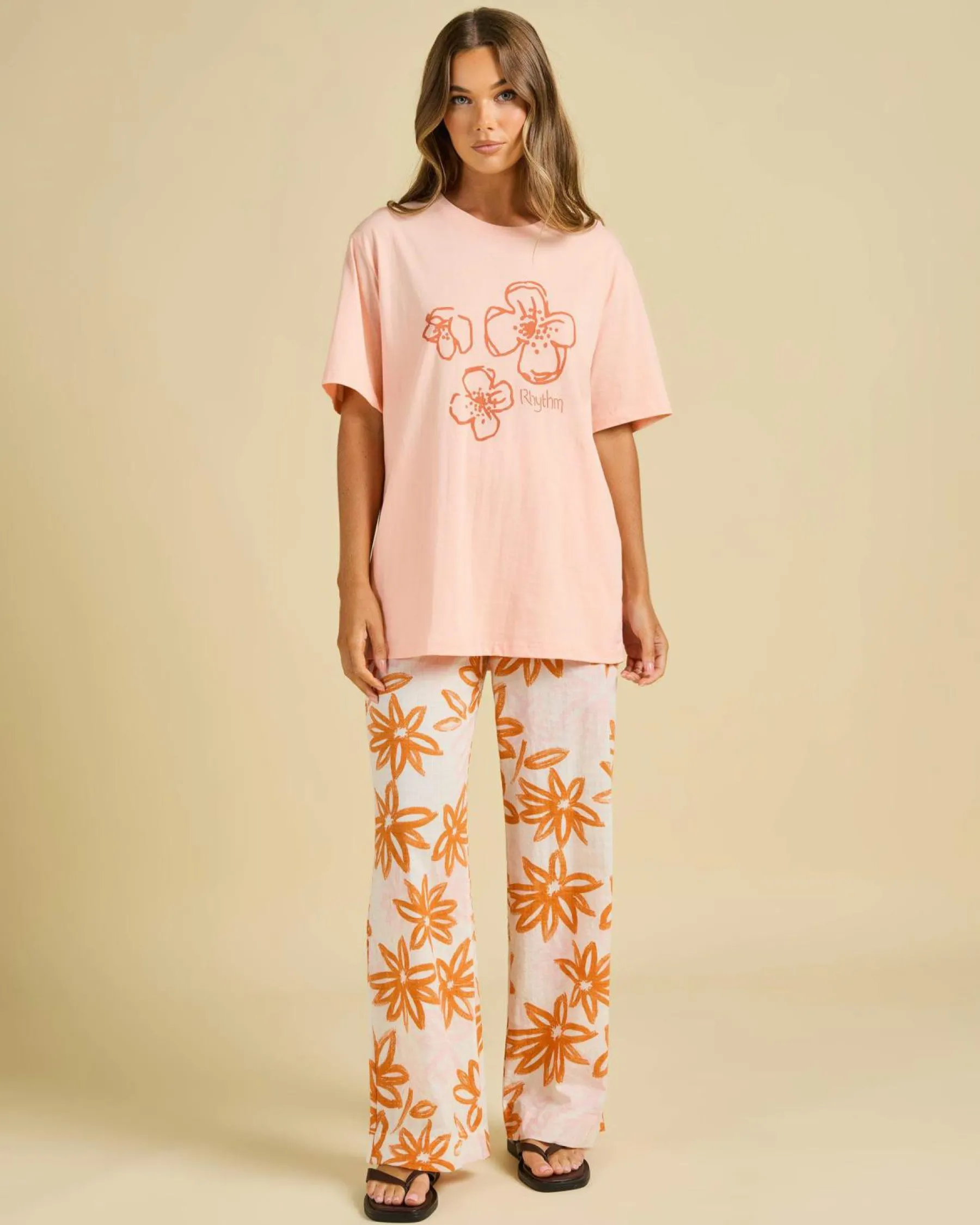 Tops*Rhythm Paradise Floral Oversized T-Shirt Pink