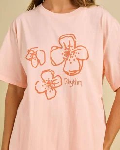 Tops*Rhythm Paradise Floral Oversized T-Shirt Pink