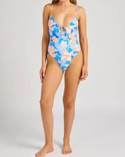 Hot Paradise Floral Tie Front One Piece Women One Pieces