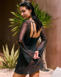 Beach Covers & Overswim*Kaiami Paradise Mesh Cover Up Black/pink
