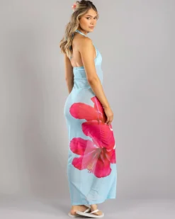 Beach Covers & Overswim*Kaiami Paradise Mesh Long Cover Up Blue/pink
