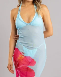 Beach Covers & Overswim*Kaiami Paradise Mesh Long Cover Up Blue/pink